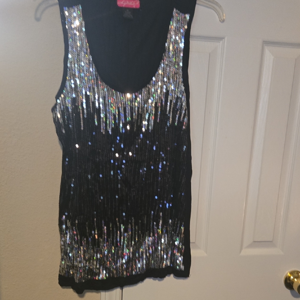 Say What? Black Sequin Tank Top